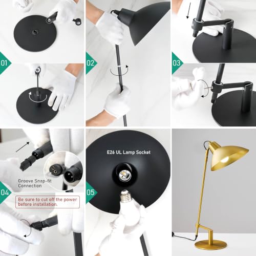 Desk Lamp Modern Industrial 100% Metal Adjustable Table Lamp 24"