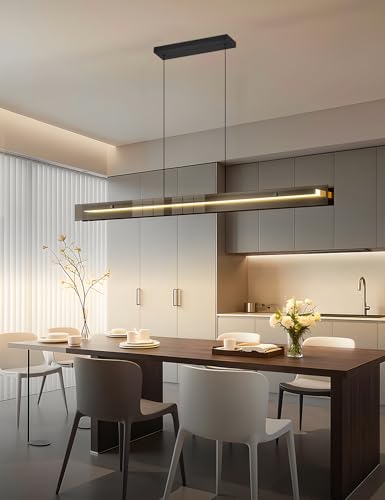 Glass Modern Black Linear Pendant Light