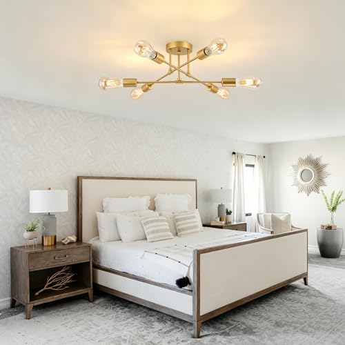6 Lights Modern Sputnik Chandelier (Gold)