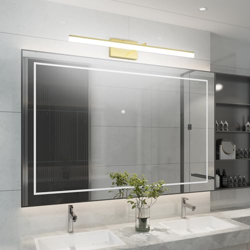 31.5inch Brushed Brass Bathroom Vanity Light Fixtures Modern LED Light Fixtures Gold Vanity Lighing for Bathroom Wall Fixtures 5500K