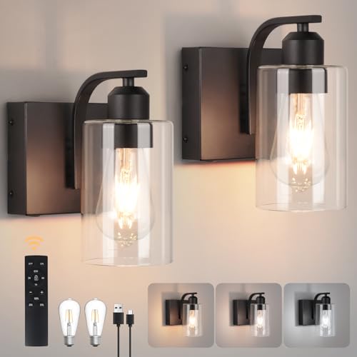 8 Inch Battery Operated Wall Sconces Set of 2 (2 Count)