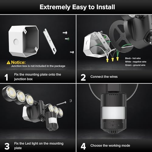 55W 7000LM Motion Sensor Outdoor Security Lights