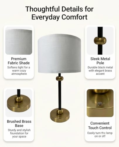 Touch Table Lamps for Night Stands (2 Count)