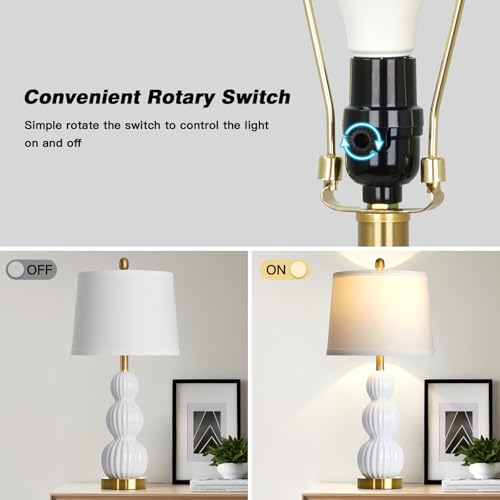 28" White Ceramic Table Lamps Set of 2 (2 Count)