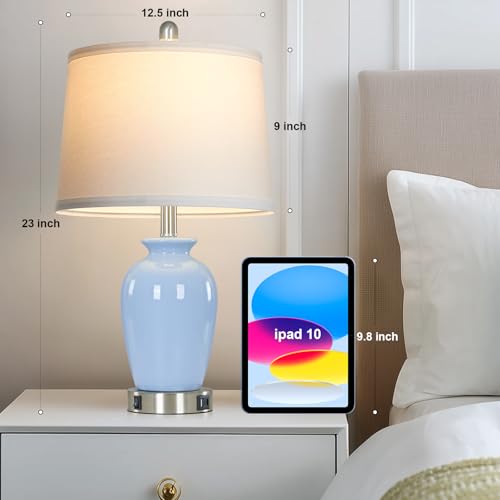 23" Light Blue Ceramic Table Lamp Set of 2 for Bedroom
