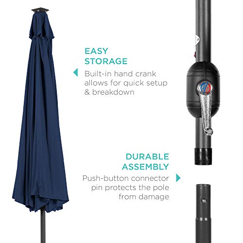 10ft Solar Polyester LED Lighted Patio Umbrella w (10 Feet)