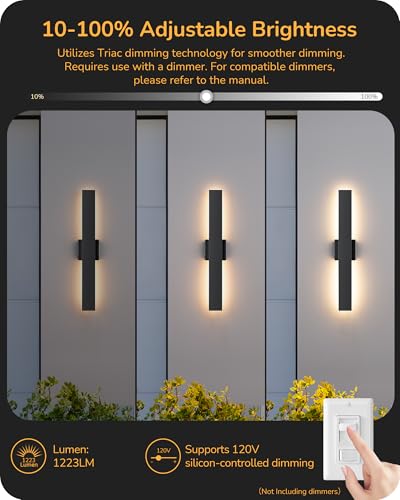 23.6" Modern Outdoor Wall Light (2 Count)