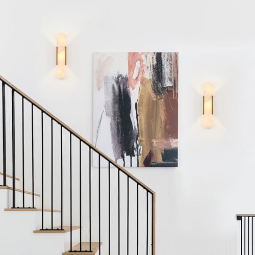Modern Alabaster Wall Sconce Brushed Brass Finish