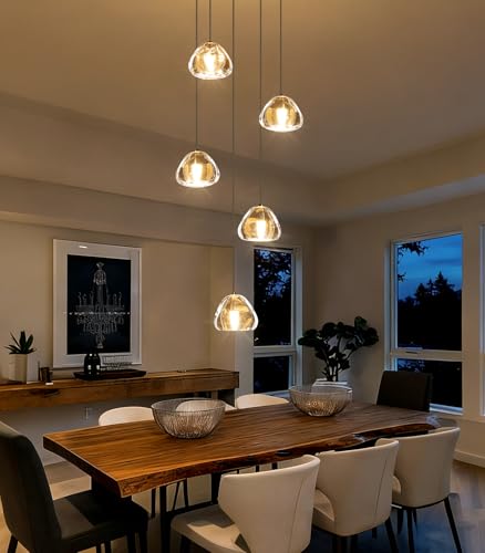 Modern Glam Chandelier LED Kitchen Pendant Lights Island Lighting Remote Dimmable Fixtures Bubble Crystal Floating Chandelier Black Corner Pendants Light