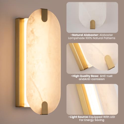 14.17 Inch Natural Alabaster Wall Sconce