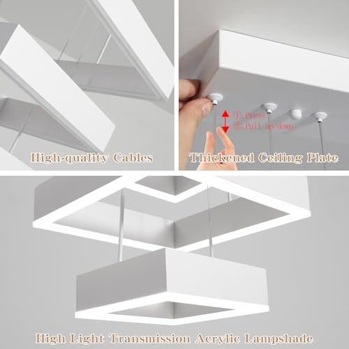 Modern LED Chandelier White 3 Ring Pendant Light Fixtures