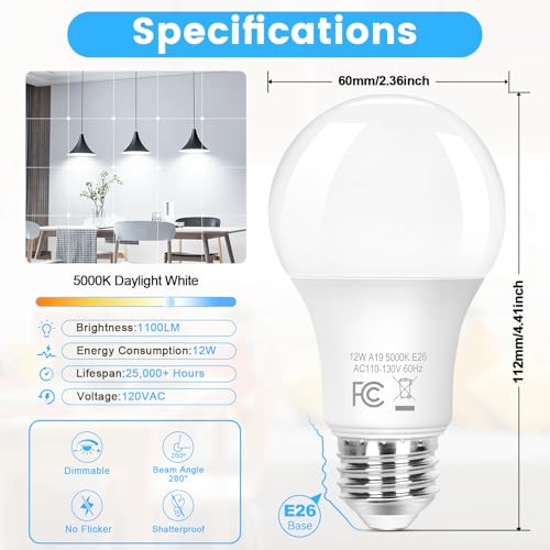 A19 LED Light Bulbs Dimmable (8 Count)