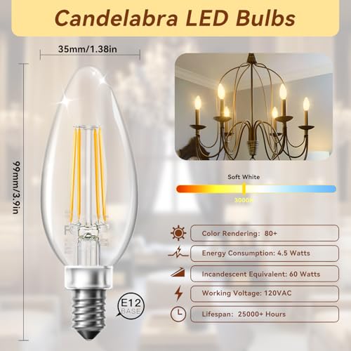Candelabra LED Bulbs (12 Count)