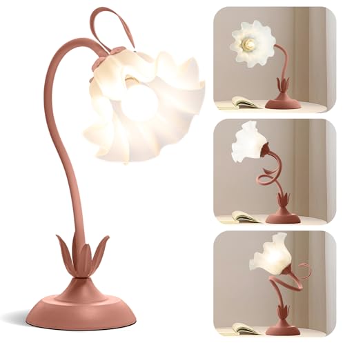 Flower Desk Lamp Cute Pink Table Lamp for Bedroom Girls Room