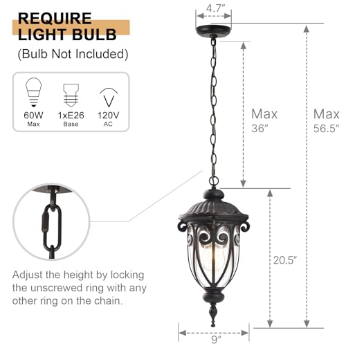 Vintage Bronze Outdoor Pendant Lights for Porch