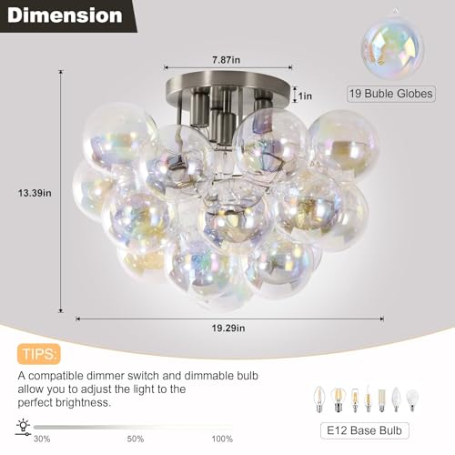 Brushed Nickel Flush Mount Ceiling Light Fixture