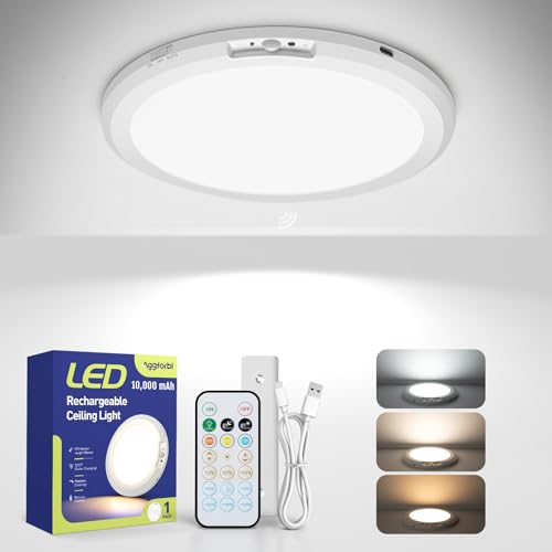 10000mAh Rechargeable LED Motion Sensor Ceiling Light with Remote