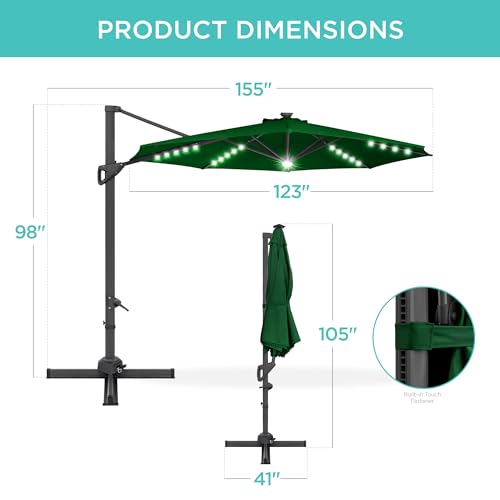 10ft Solar LED Cantilever Patio Umbrella