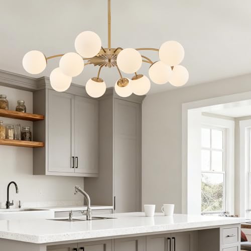 12 Light Milk Glass Pendant Light