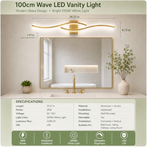 Modern Vanity Lights Dimmable Bathroom Light Fixtures Over Mirror Bathroom LED Vanity Light for Bathroom Living Room