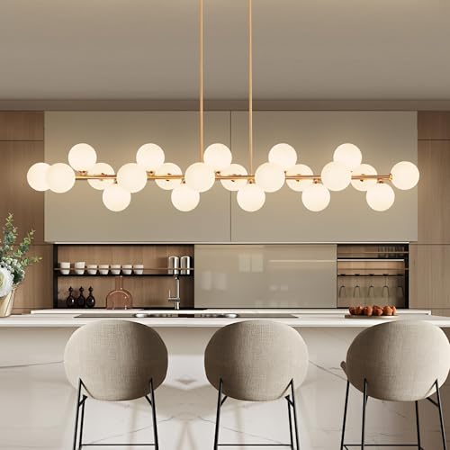 Gold Linear Chandelier Mid Century Modern Sputnik Large Long Pendant Light