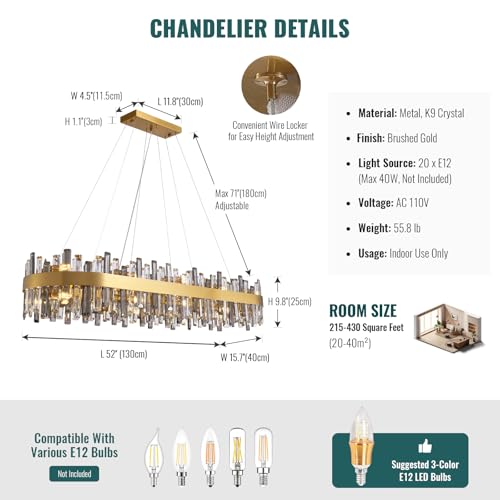 Gold Crystal Chandelier for Dining Room