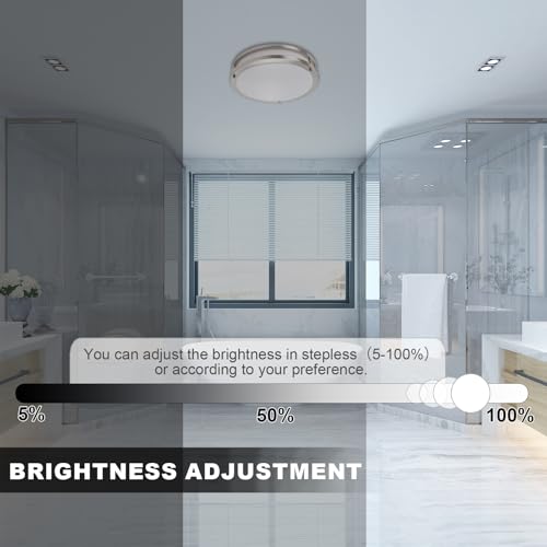 13.01inch LED Flush Mount Ceiling Light Fixture Remote Dimmable Matte Black (2 Count)