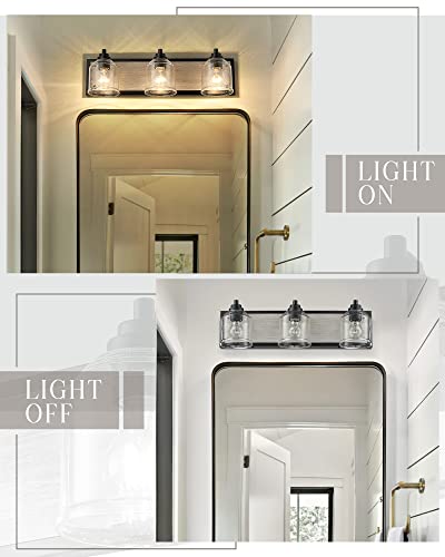23" 3 Light Farmhouse Bathroom Vanity Light with Bubble Glass