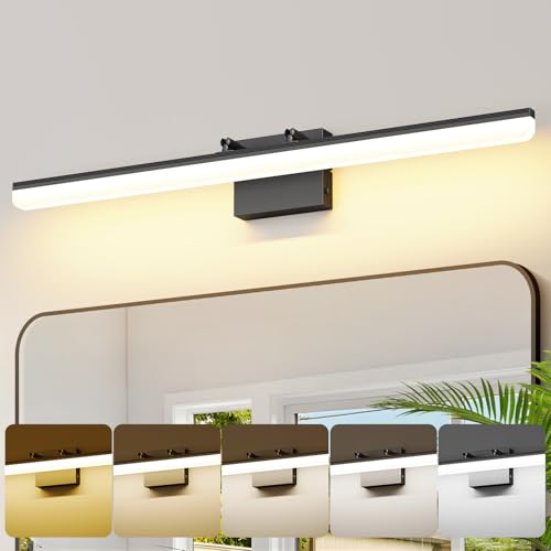Black Vanity Light 31.5" Long 24W LED Bathroom Light Bar with 5CCT Adjustable Modern Bathroom Vanity Light Fixture for Mirror