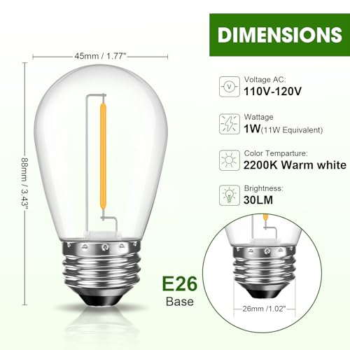 LED S14 Replacement Light Bulbs for Outdoor String Lights