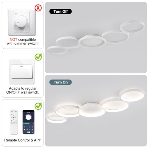 Modern LED Ceiling Light 60W White Hallway Light Fixtures 3000~6000K Aluminum Long Flush Mount LED Ceiling Lamp for Hallway