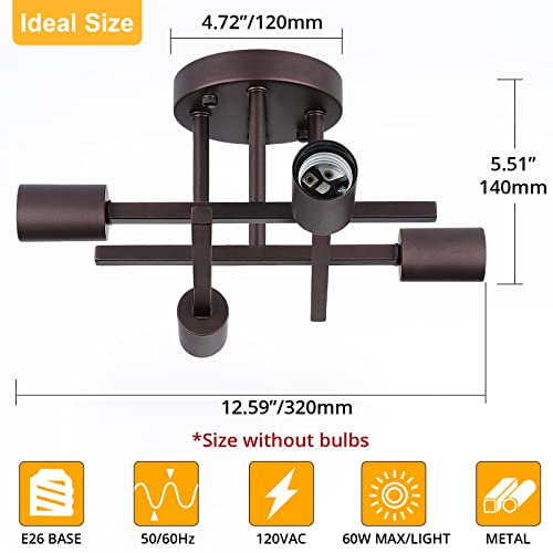 4 Light Semi Flush Mount Ceiling Light