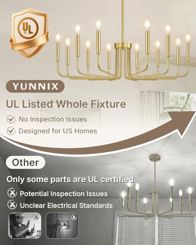 12 Light Gold Chandelier
