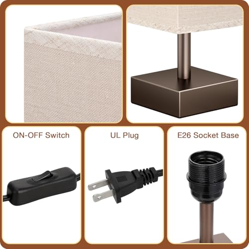 Browm Small Bedside Lamp for Bedroom