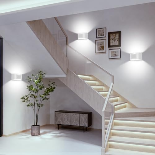 2 Pack Modern LED Wall Sconces Hardwired Indoor Wall Lights Up and Down Wall Mount Light for Living Room Bedroom Corridor Hallway Conservatory Cool White 6000K (2 Count)