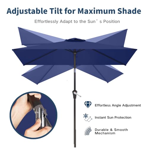 6.5' x 10' Rectangular Patio Umbrella Large Outdoor Market Umbrella w