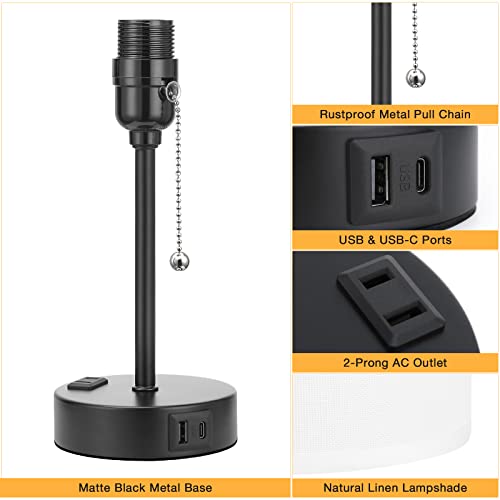Bedside Table Lamp for Bedroom Set of 2 (2 Count)