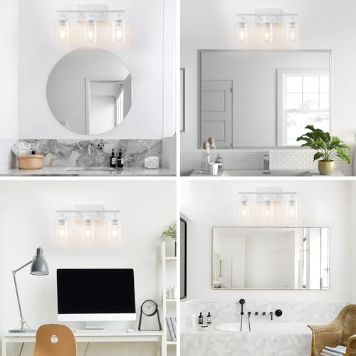 3 Light White Bathroom Light Fixtures Vanity Light Over Mirror Modern Wall Lighting Sconces Rustic Industrial Wall Lamp for Bathroom
