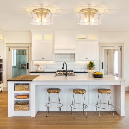 Modern Gold Semi Flush Mount Ceiling Light 3 Lights Ceiling Lamp (3 Count)