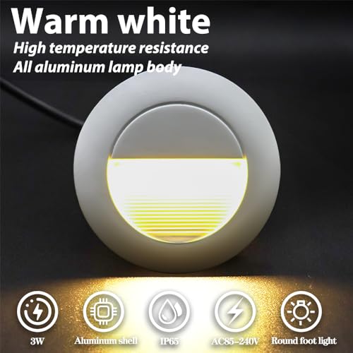 3W LED Recessed Step Light Warm White 120V IP65 Waterproof (4 Count)