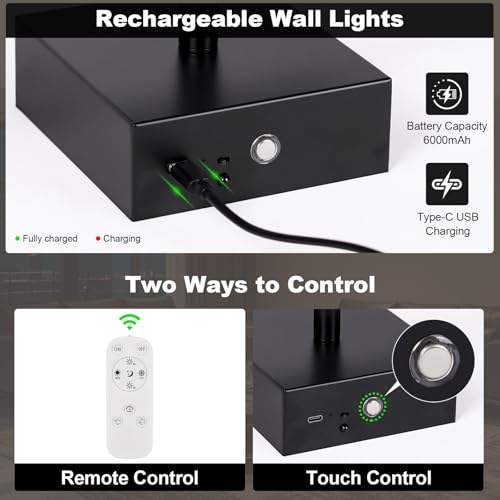 Wall Sconces Set of Two with Remote Control (2 Count)