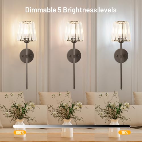 Crystal Battery Operated Wall Sconces Set of 2 (2 Count)
