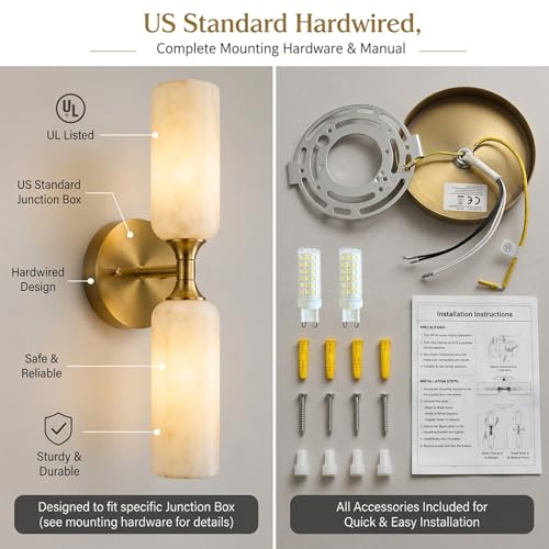 Alabaster Wall Sconces Set of 2