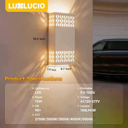 10.2" White Indoor Outdoor Hardwired Modern LED Wall Sconce (White - Cutout Design / 1 pack)