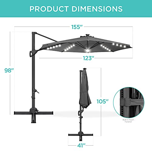 10ft Solar LED Cantilever Patio Umbrella
