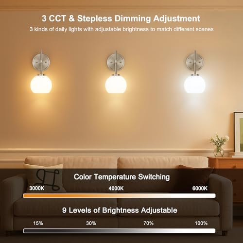 Brushed Nickel Battery Operated Wall Sconce Set of 2 (2 Count)