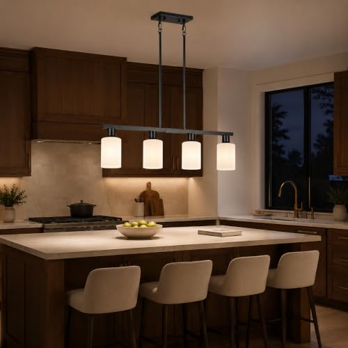 DSMJFU 4 Light Kitchen Island Lighting Frosted Glass Dining Room Chandelier
