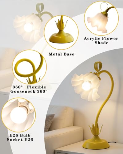 Flower Table Lamp Cute Desk Lamp for Bedroom Home Decor