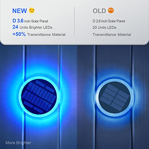 Blue Solar Lights for Outside Stick on Dock Deck Step Solar Powered (4 Count)
