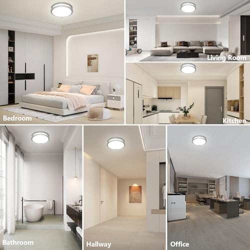 10inch LED Flush Mount Ceiling Light Fixture Dimmable Brushed Nickel (2 Count)